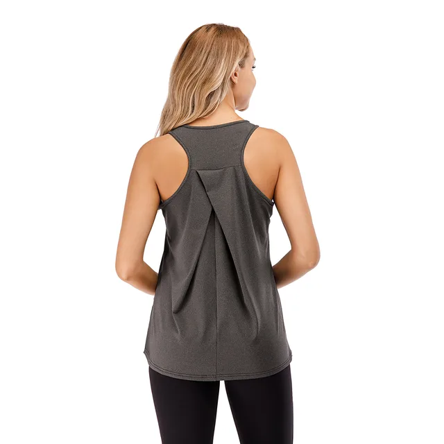 Exercise Yoga Clothes Blouse Running Quick drying Loose Yoga Vest Black - Shop at LoveMi