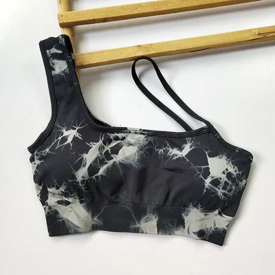 Seamless Fitness Suit High Waist Hip Lift Tie dye Sports Bra Running Shorts Dyed Black Bra - Shop at LoveMi