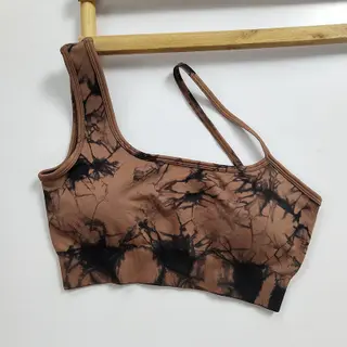 Seamless Fitness Suit High Waist Hip Lift Tie-dye Sports Bra Running Shorts - Dyed Coffee Bra