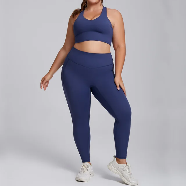Sports Workout Clothes Women's No Embarrassment Line Tight Trousers Stretch Suit Navy Blue Bra Trousers - Shop at LoveMi