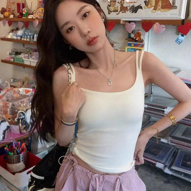 Retro Underwear U Collar Beautiful Back Outer Wear Sleeveless Vest Top White - Shop at LoveMi