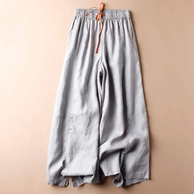 Women's Leisure Artistic Loose Big Hem Cropped Wide leg Pants Gray - Shop at LoveMi
