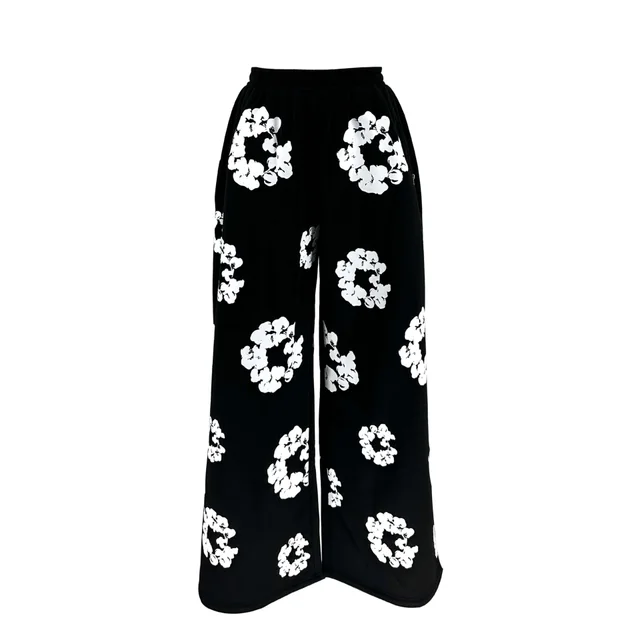 Women's Offset Printing Loose Casual Sweatpants Black - Shop at LoveMi