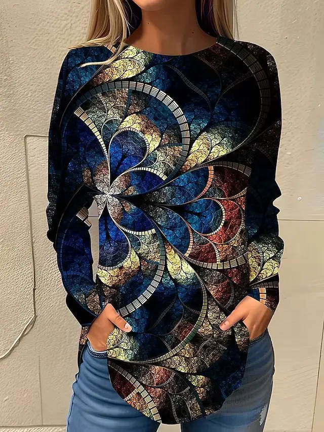 Women's Round neck Long Sleeve Fashion Casual Plus Size 3W5Z1Ds - Shop at LoveMi