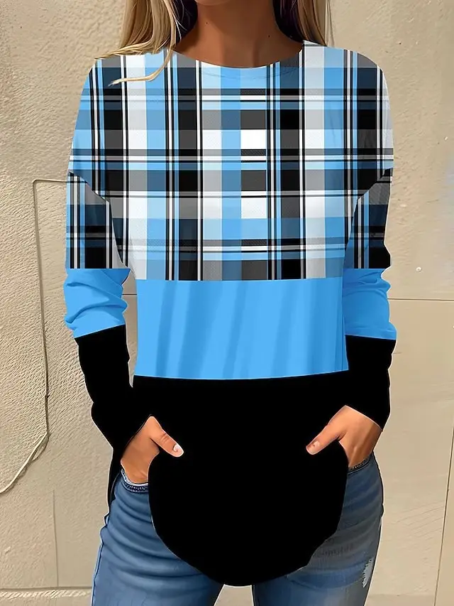 Women's Round neck Long Sleeve Fashion Casual Plus Size 3W5Z1Dt - Shop at LoveMi