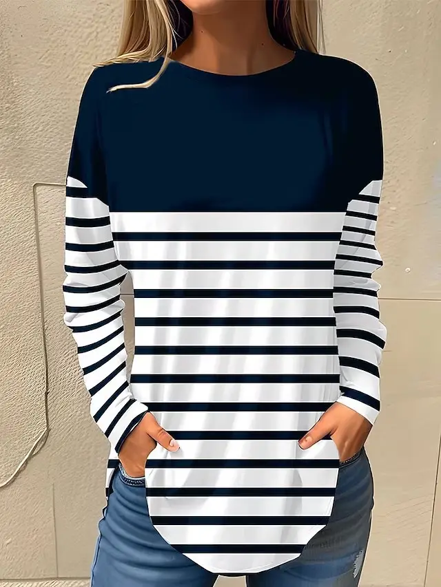 Women's Round neck Long Sleeve Fashion Casual Plus Size Xxxxl - Shop at LoveMi