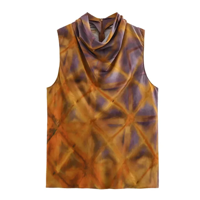 New Printed Sleeveless Casual Trousers Asymmetric Dress Suit Women Top - Shop at LoveMi