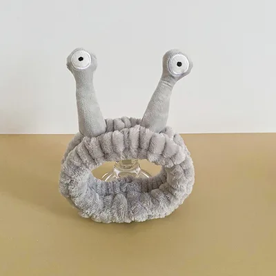 Cartoon Funny Snail Cute Face Wash Mask Plush Hair Band Gray - Shop at LoveMi