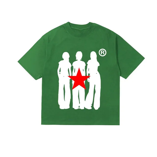 Retro Loose Y2g Cotton T shirt Printed Casual Short sleeved T shirt Lv - Shop at LoveMi