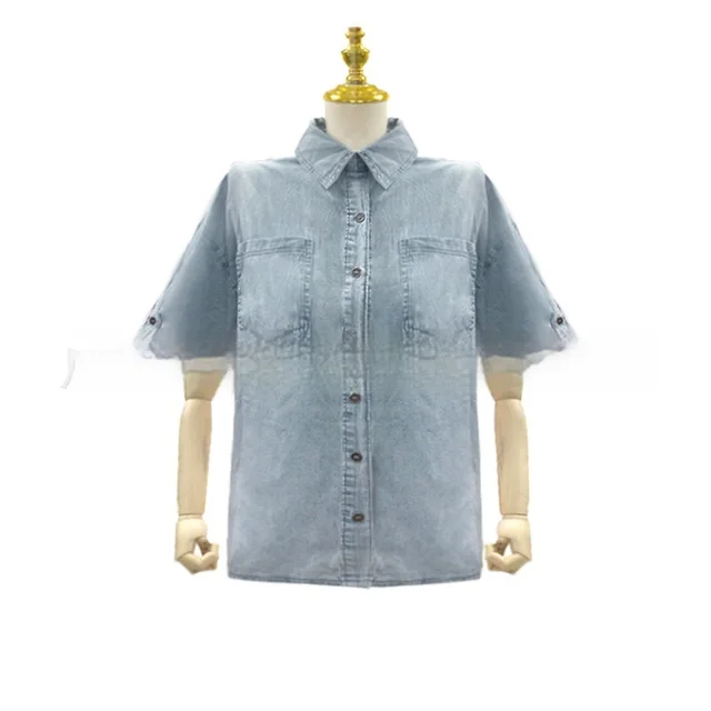 Women's Summer Loose Do The Old Cowboy Short sleeved Shirt Denim Blue - Shop at LoveMi