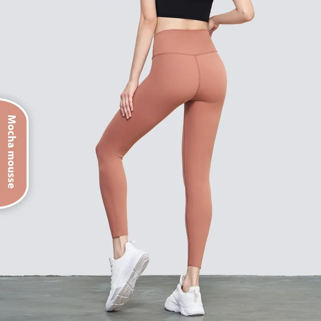 Women's High Waist Belly Contracting Sports Yoga Pants Mocha Mousse - Shop at LoveMi