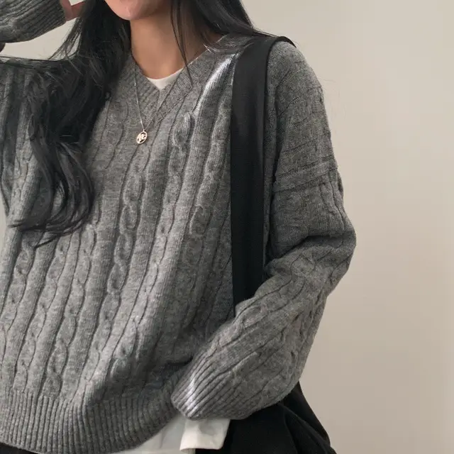 Loose And Idle Sweater Female Front Twist Beige Apricot - Shop at LoveMi