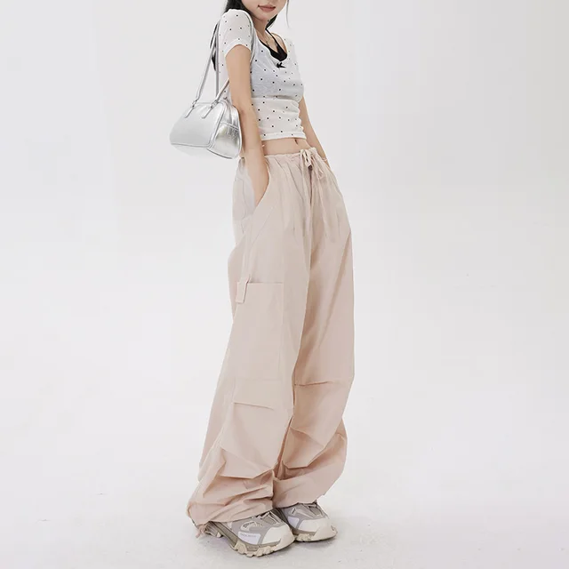 Adjustable Waist Breathable Workwear Casual Pants Women Beige Trousers - Shop at LoveMi