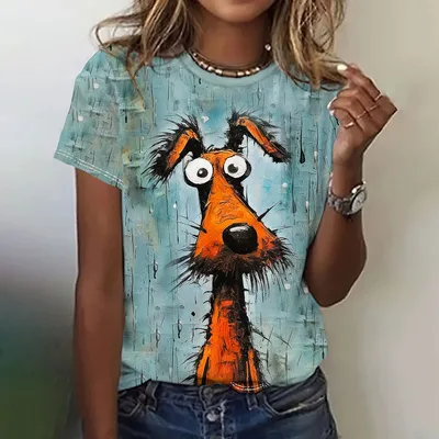 Fun Animal Pattern Women's T shirt Casual Short Sleeve 3E5Zi39 Xl - Shop at LoveMi