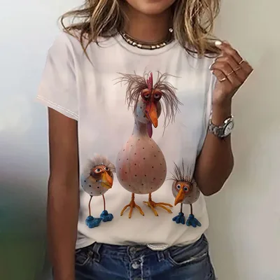 Fun Animal Pattern Women's T shirt Casual Short Sleeve 3E5Zi3R 4Xl - Shop at LoveMi