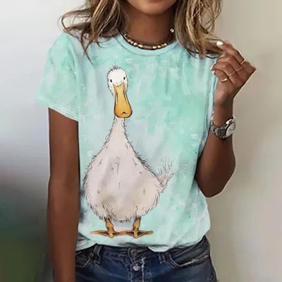 Fun Animal Pattern Women's T shirt Casual Short Sleeve 3E5Zi3S 4Xl - Shop at LoveMi