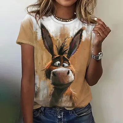 Fun Animal Pattern Women's T shirt Casual Short Sleeve 3E5Zi3T Xs - Shop at LoveMi