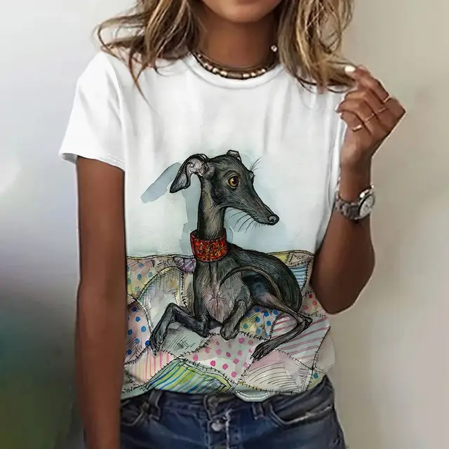 Fun Animal Pattern Women's T shirt Casual Short Sleeve 3E5Zi3U - Shop at LoveMi