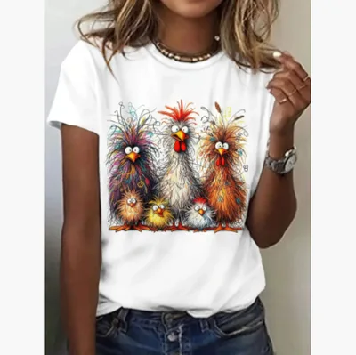 Fun Animal Pattern Women's T shirt Casual Short Sleeve Zc59 M - Shop at LoveMi