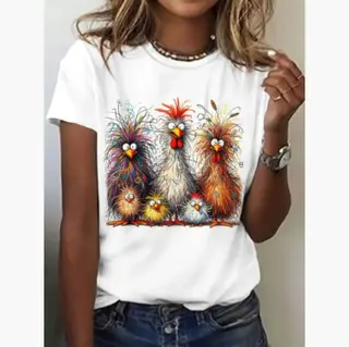 Fun Animal Pattern Women's T-shirt Casual Short Sleeve - Zc59