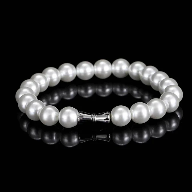 Simple Personality Pearl Bracelet Ornament Girls' High grade Accessories Pearl White Width 10Mm - Shop at LoveMi