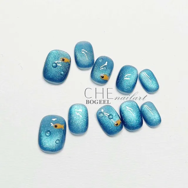 Blue Light Rain White Finished Product Nail Tip Little Fish - Shop at LoveMi
