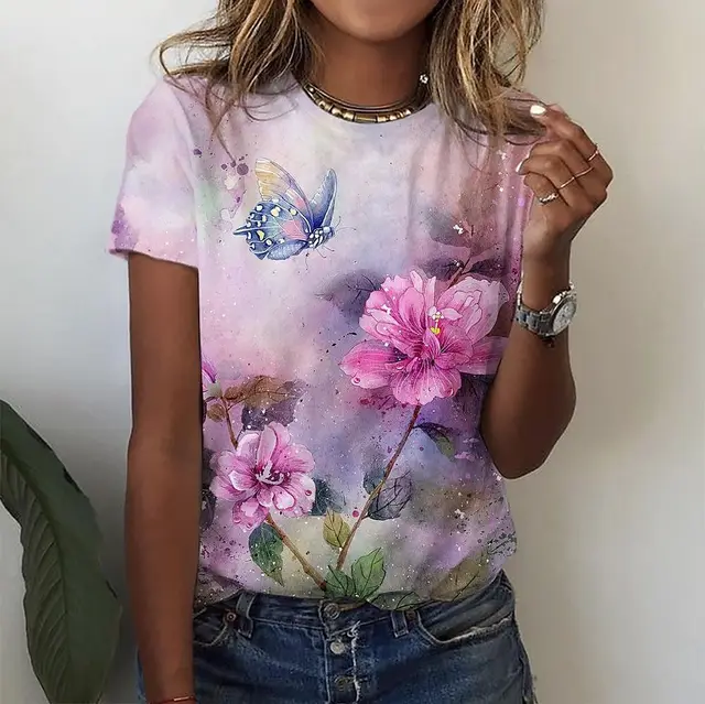 Flower 3D Digital Printing Short Sleeve Zhdxtx531330 - Shop at LoveMi