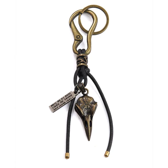Retro Leather Rope Keychain Lobster Buckle Pendant Bronze - Shop at LoveMi