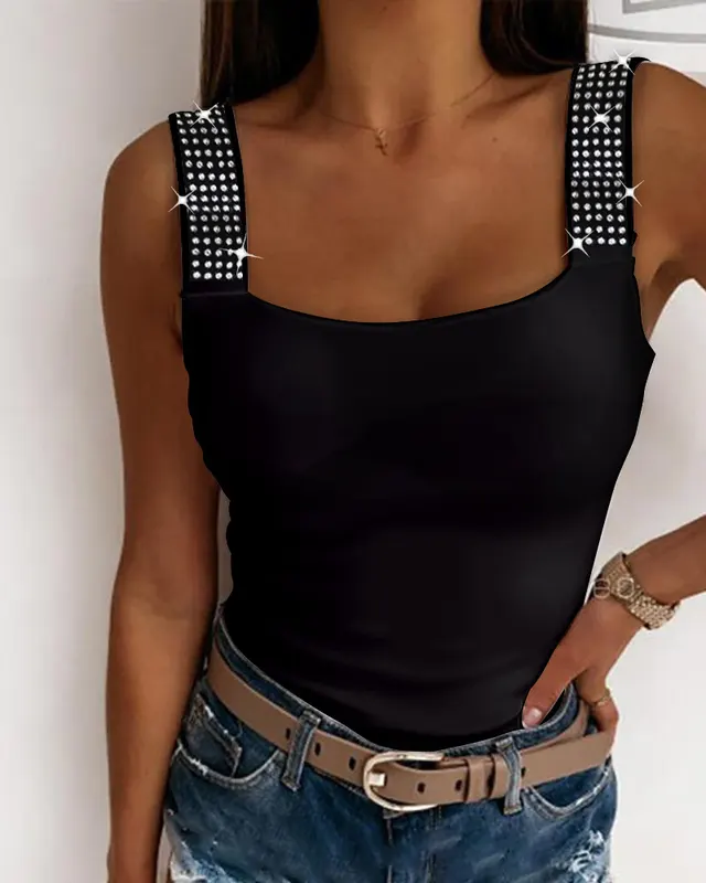 European And American Leisure Metal Eyelets Bundle Vest Black - Shop at LoveMi