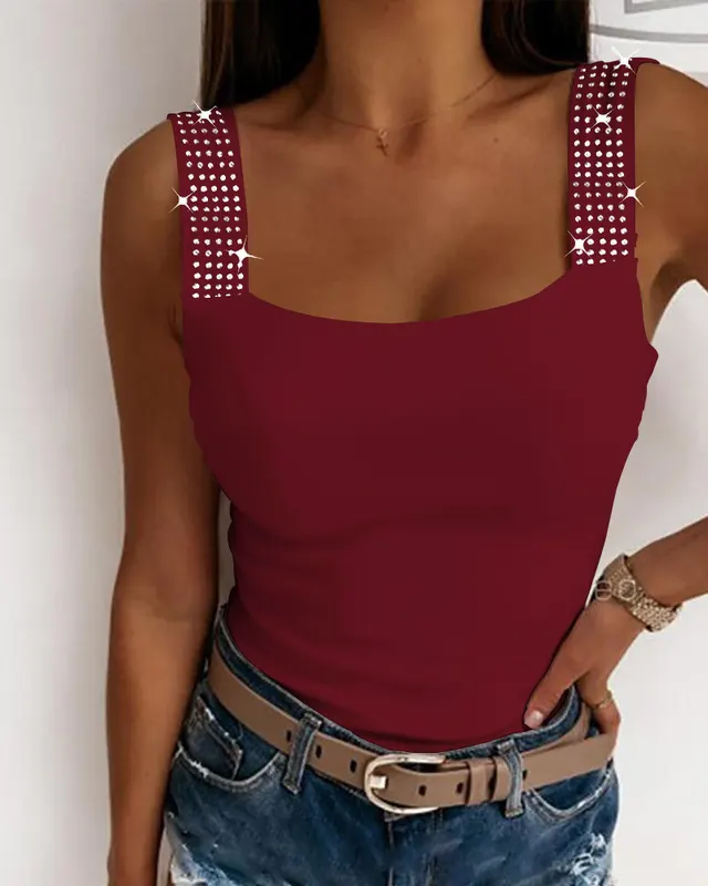 European And American Leisure Metal Eyelets Bundle Vest Wine Red - Shop at LoveMi