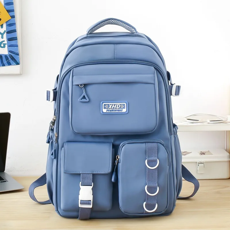 Cartoon Graffiti High School Student Large Capacity Schoolbag Blue - Shop at LoveMi