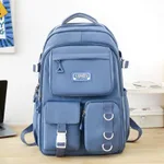 Cartoon Graffiti High School Student Large Capacity Schoolbag - Blue
