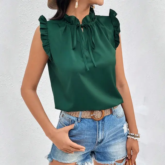 European And American Simple Graceful Lace up Clothes Green - Shop at LoveMi