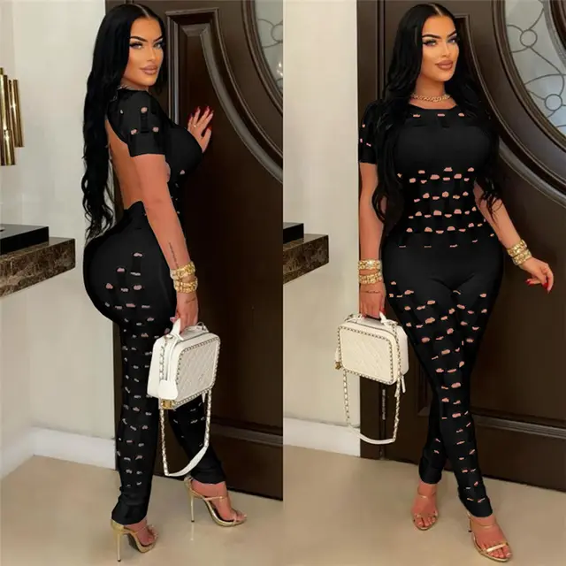 Women's Backless Fashion Hollowed out Slim Fit Bodysuit Black - Shop at LoveMi