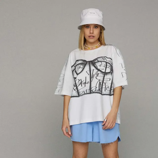 Sexy Street Style Trendy Pullover Loose Print T shirt White Gb1518 - Shop at LoveMi