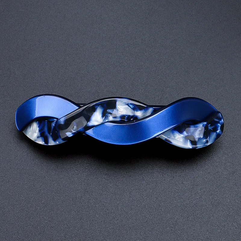Acetate Large Spring Clip Leopard Hairpin Floral Blue Large - Shop at LoveMi