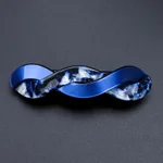 Acetate Large Spring Clip Leopard Hairpin - Floral Blue Large