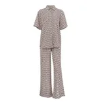 Women's Summer Printed Short-sleeved Shirt And Trousers Suit - Brown