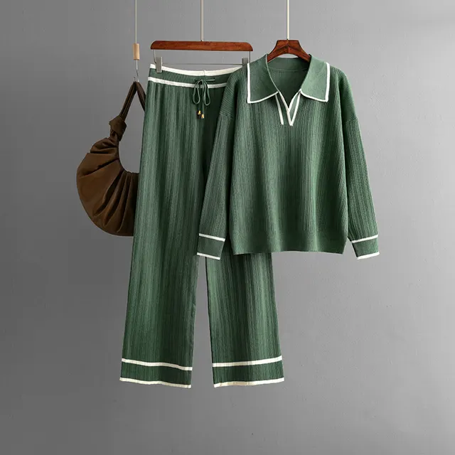 Lapel Contrast Color Fashion Women's Suit High Waist Green - Shop at LoveMi