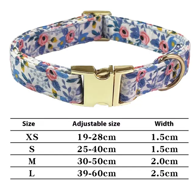 Pet Lettering Collar Metal Floral Collar Hand Holding Rope Medium Large Dog Leash Collar A Light Blue - Shop at LoveMi