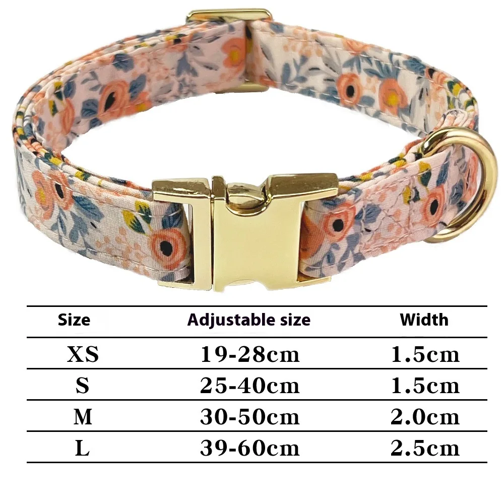 Pet Lettering Collar Metal Floral Collar Hand Holding Rope Medium Large Dog Leash Collar A Peach Powder - Shop at LoveMi
