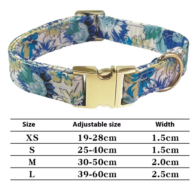 Pet Lettering Collar Metal Floral Collar Hand Holding Rope Medium Large Dog Leash Collar A Sky Blue - Shop at LoveMi