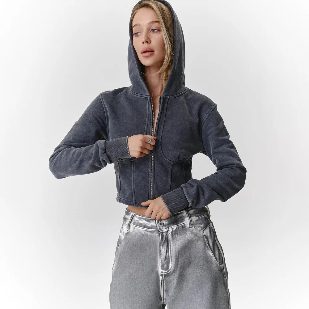 Long Sleeve Cotton Fashionable Casual Jacket Design High-grade Distressed Hooded Sweater - T3534 Black