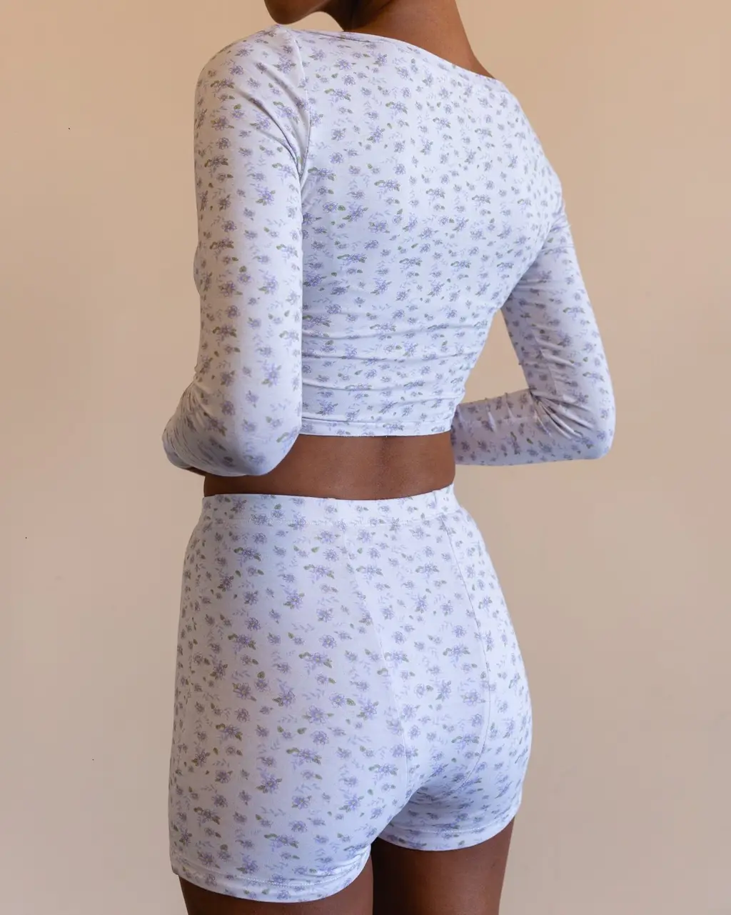 Female Regular Sleeve Printing Top Suit - Purple