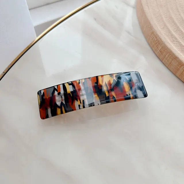 Acetate Simple Graceful Hair Accessories Horizontal Clip Rectangular All match Spring Clip For Women Camouflage Color - Shop at LoveMi