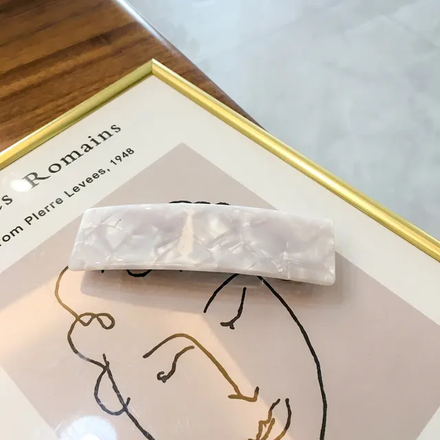 Acetate Simple Graceful Hair Accessories Horizontal Clip Rectangular All match Spring Clip For Women Gem White - Shop at LoveMi