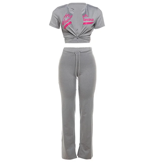 European And American Digital Printing Stylish Sexy Tube Top Cardigan Trousers Suit Gray - Shop at LoveMi