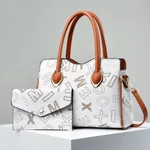 Elegant Letter Large Capacity Shoulder Crossbody Portable Tote Bag - White
