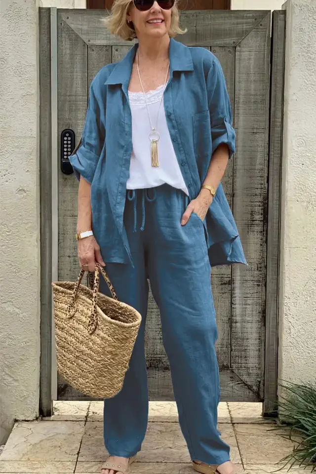 Leisure City Lady Shirt Outfit Blue - Shop at LoveMi