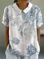 Retro Floral Cute Style Short Sleeve T-shirt - 4 Models D758